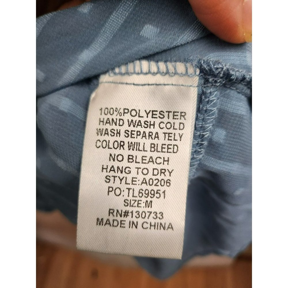 UMGEE Dusty Blue Swiss Dot Chiffon Tiered BOHO Tunic Top Size Medium NEW - Picture 11 of 11